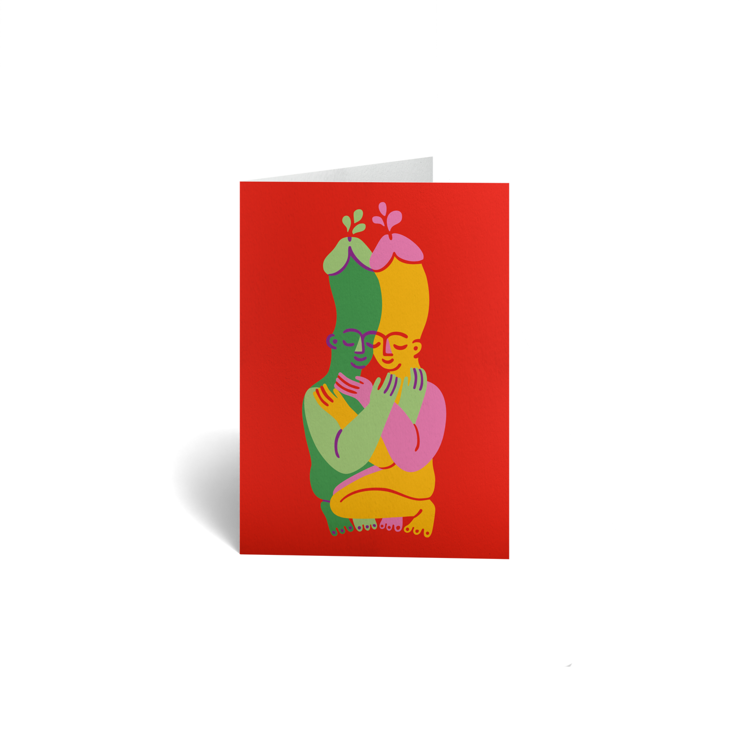 Love Keepsake Greeting Card - Colorful Figures Embrace