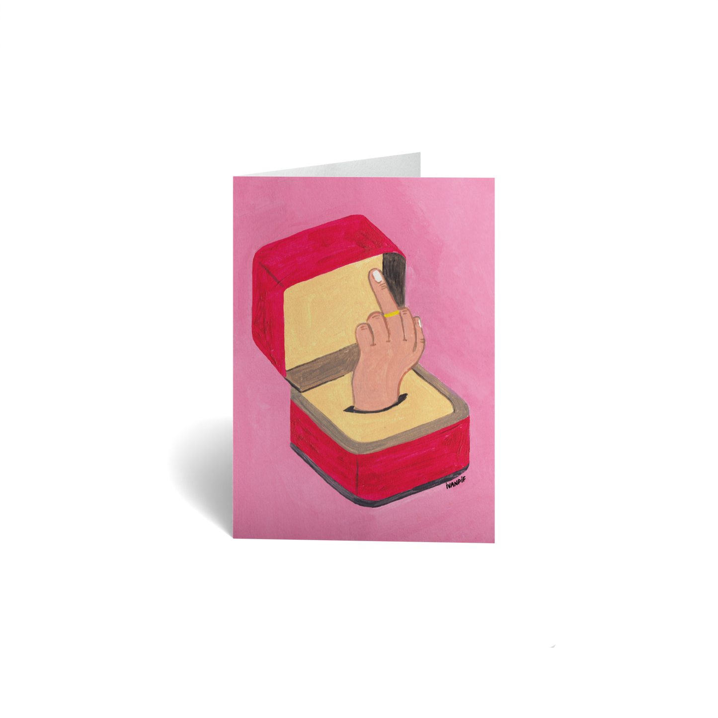 Anniversary Keepsake Greeting Card - Ring Box w/ Middle Finger