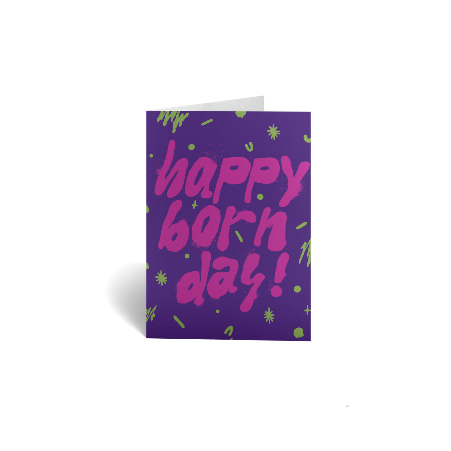 Birthday Keepsake Greeting Card - Happy Born Day Handstyle