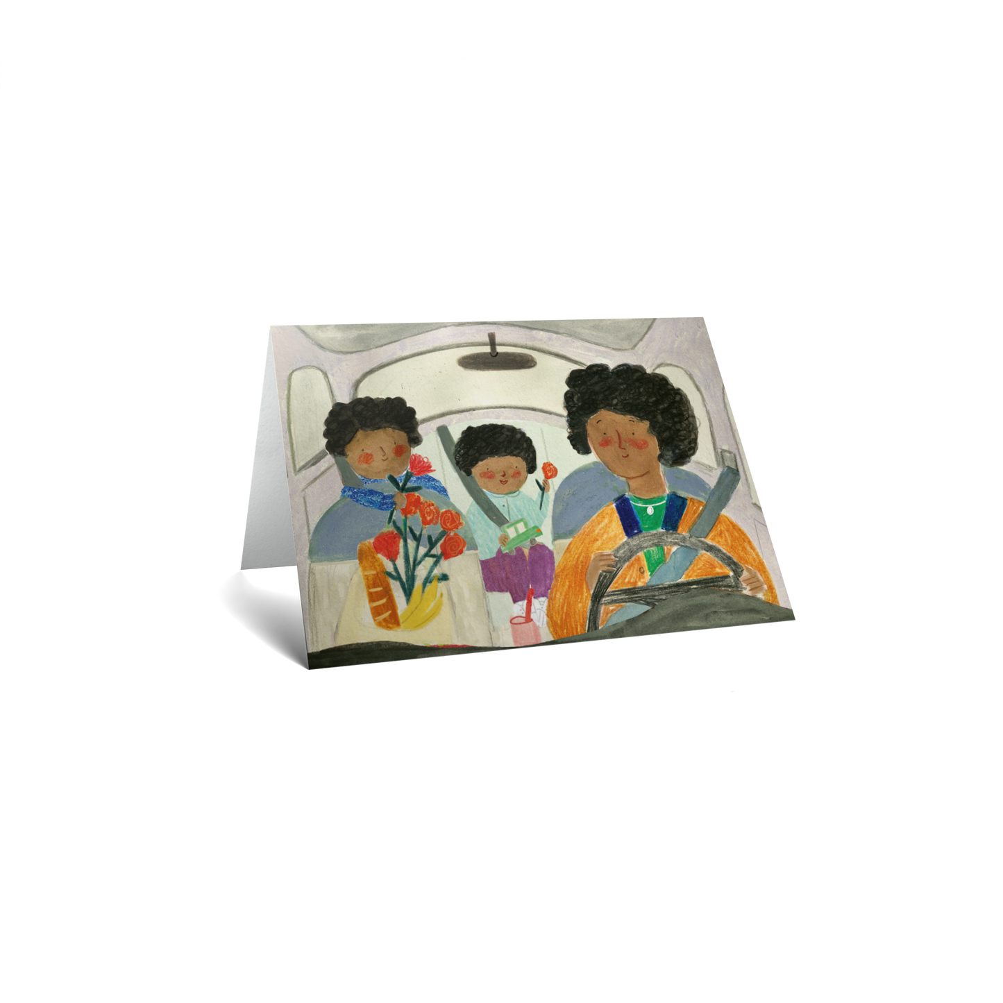 Mother's Day Keepsake Greeting Card - Family Riding in Car