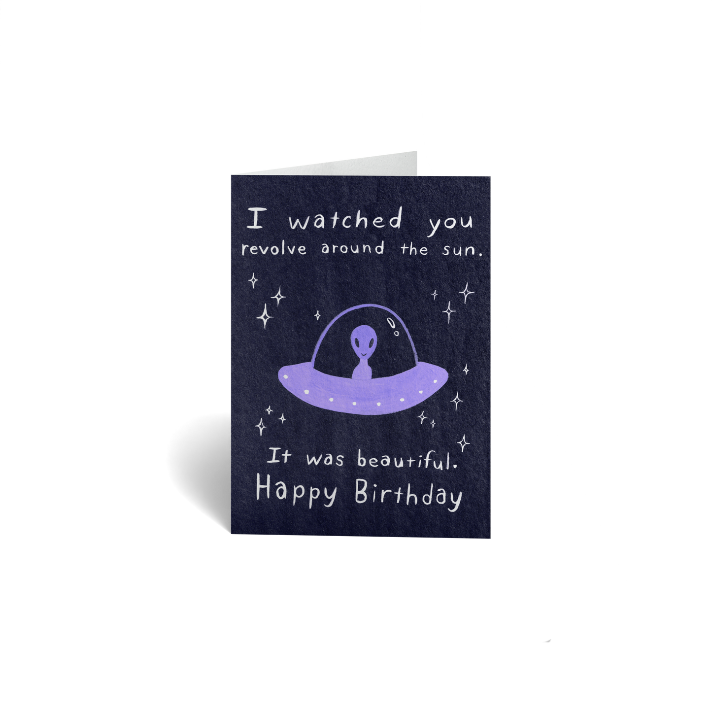 Birthday Keepsake Greeting Card - Alien in UFO