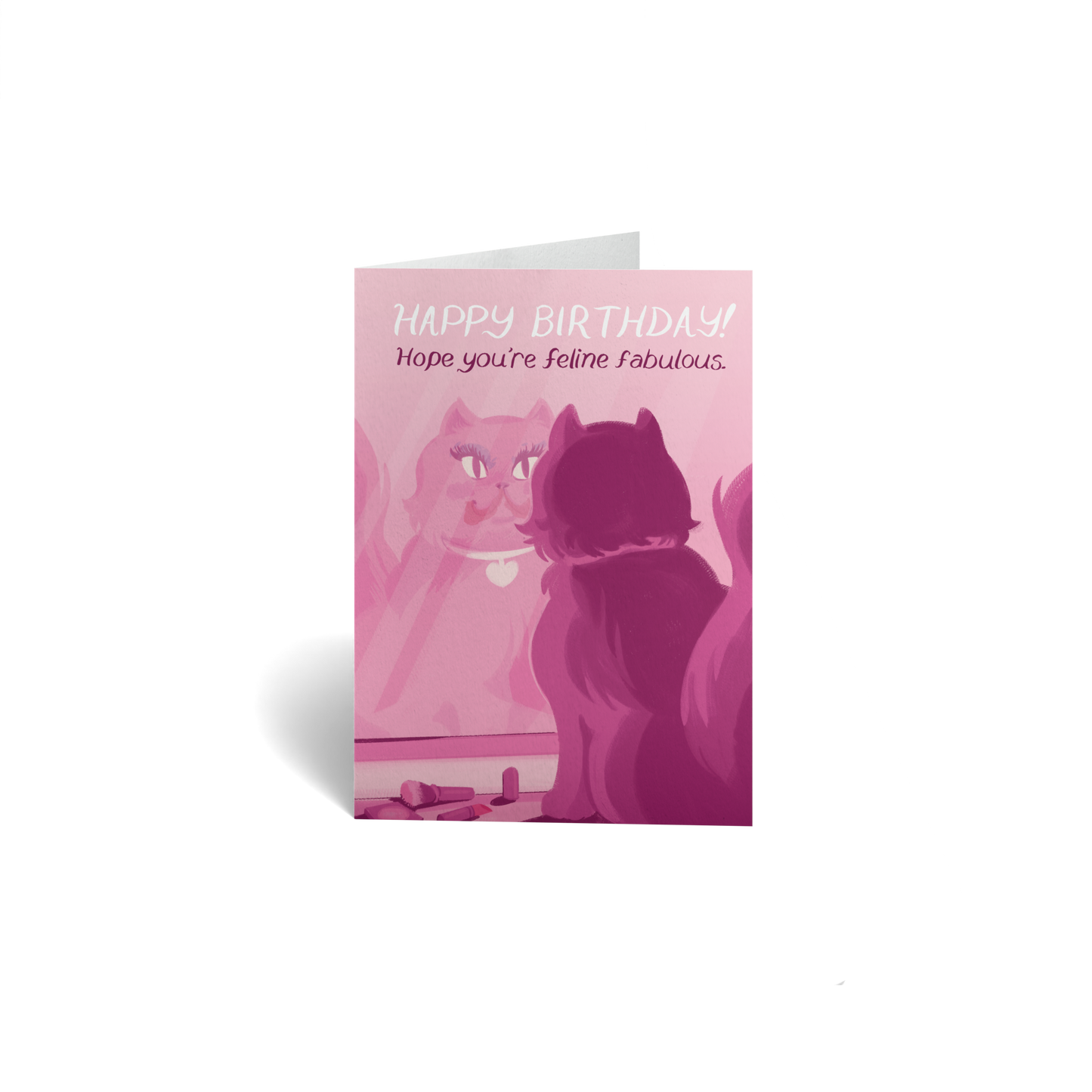 Birthday Keepsake Greeting Card - Fabulous Cat in Mirror