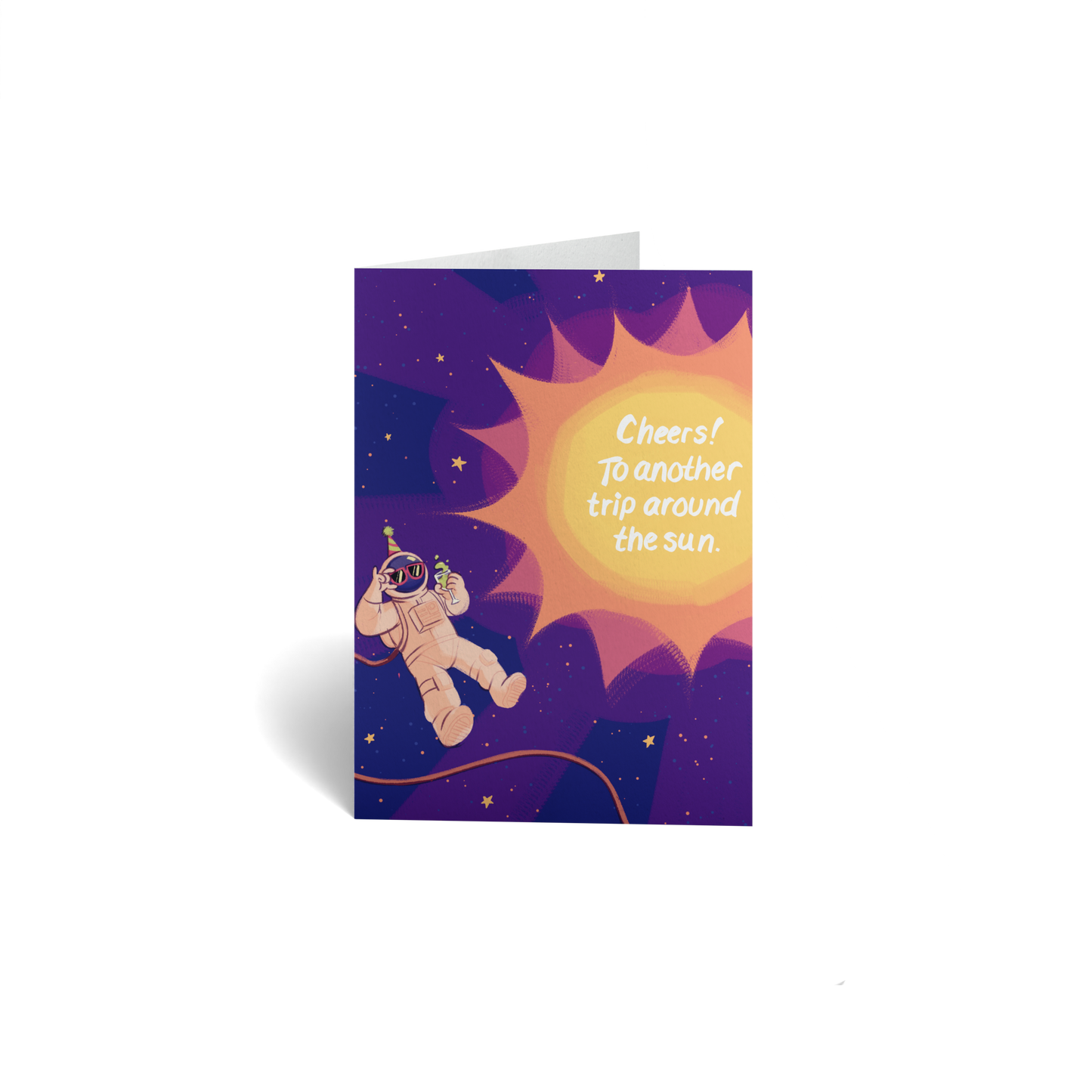 Birthday Keepsake Greeting Card - Astronaut Orbiting Around Sun
