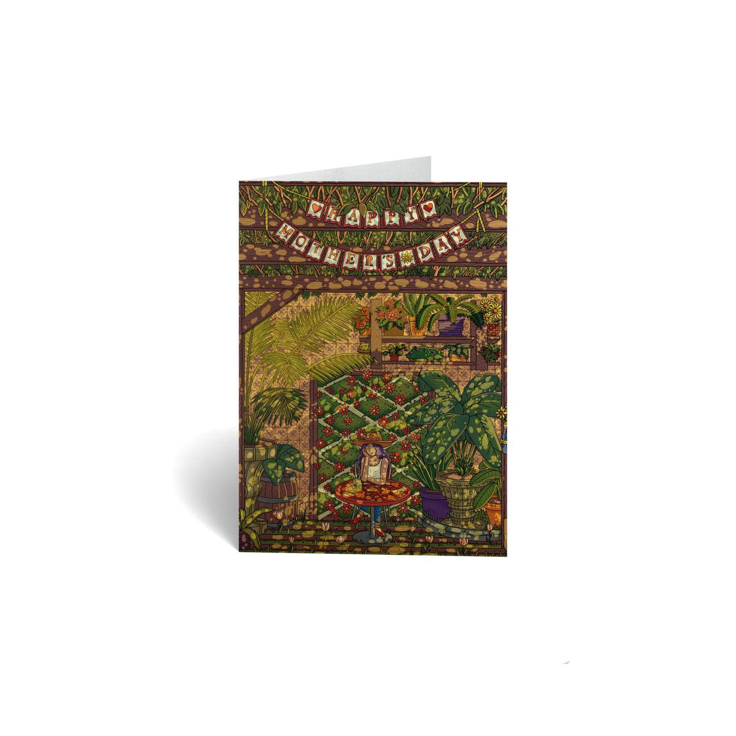 Mother's Day Keepsake Greeting Card - Mother in a Garden