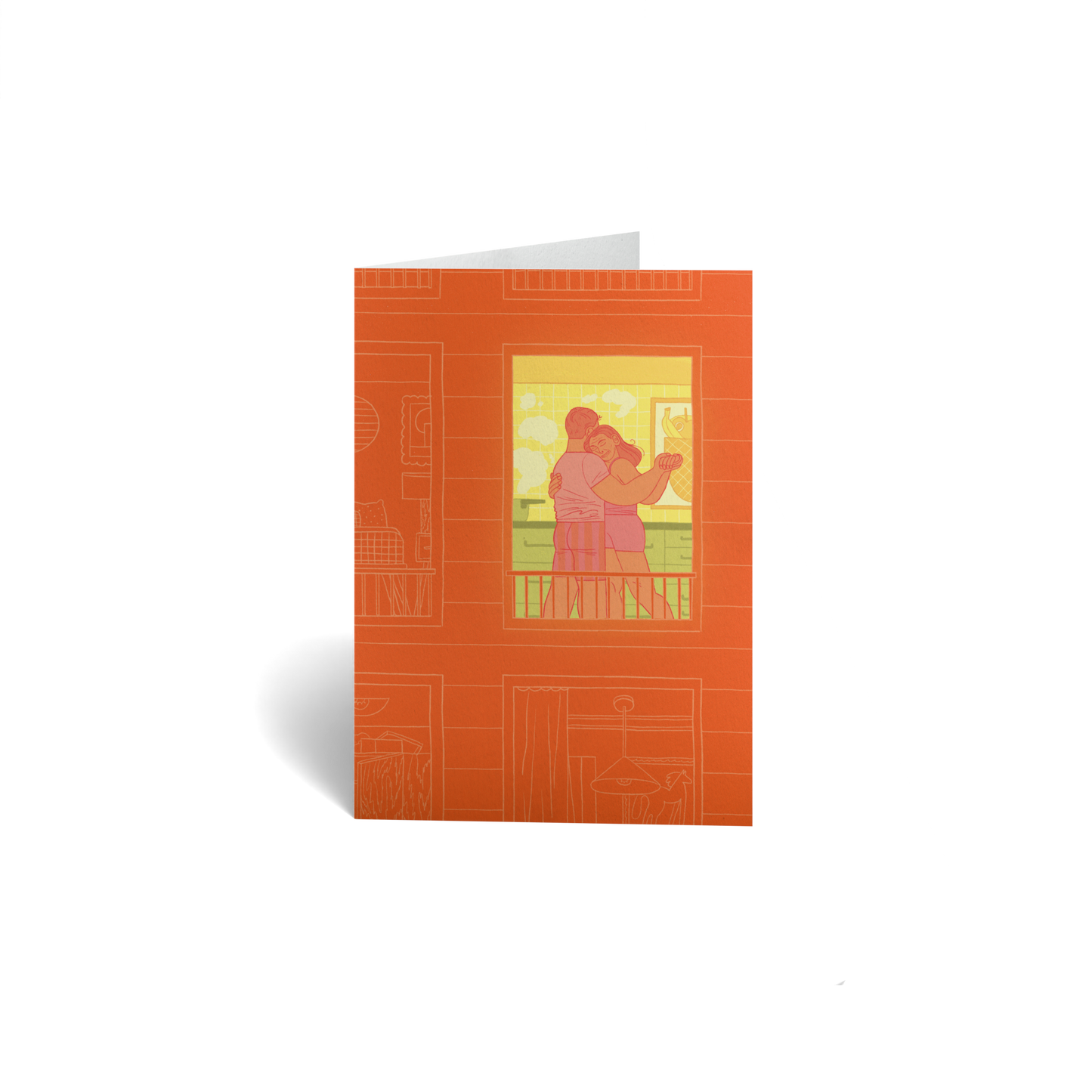 Love Keepsake Greeting Card - Couple Dancing in Kitchen Window