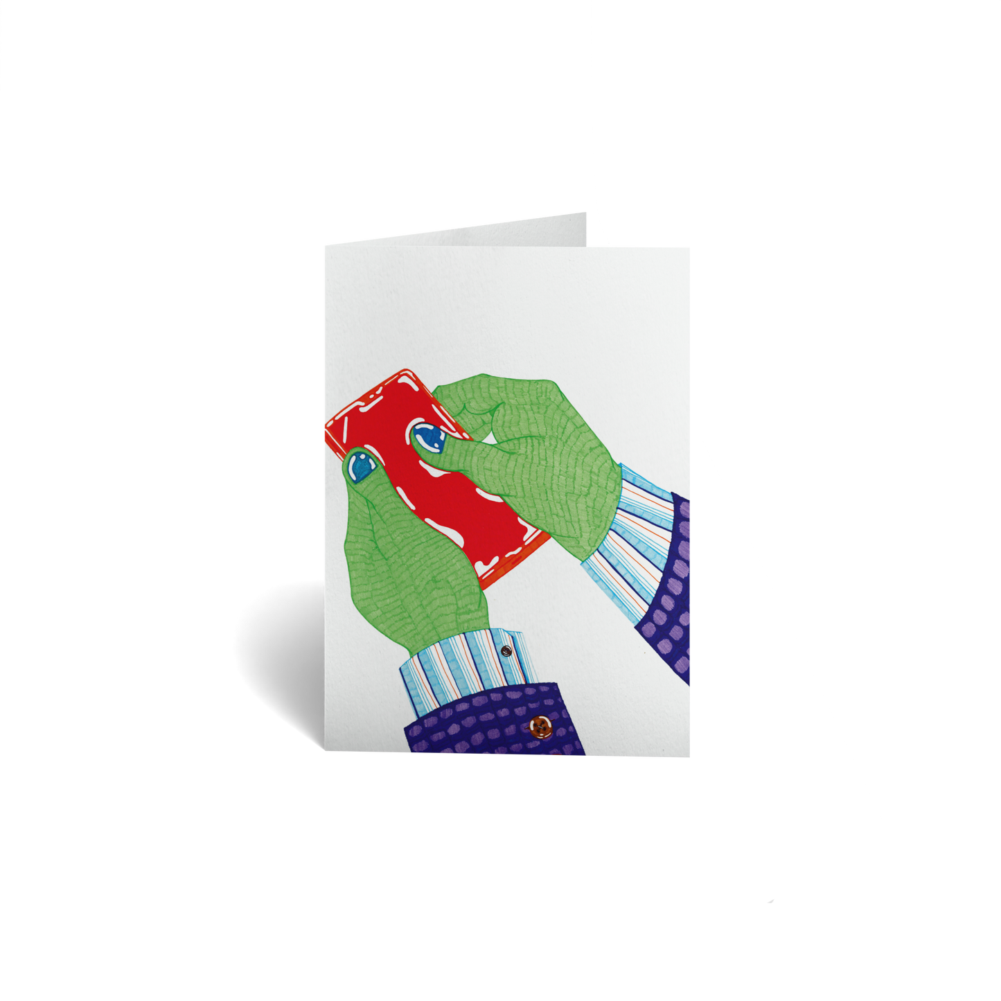 Thinking of You Keepsake Greeting Card - Hand Typing on Phone