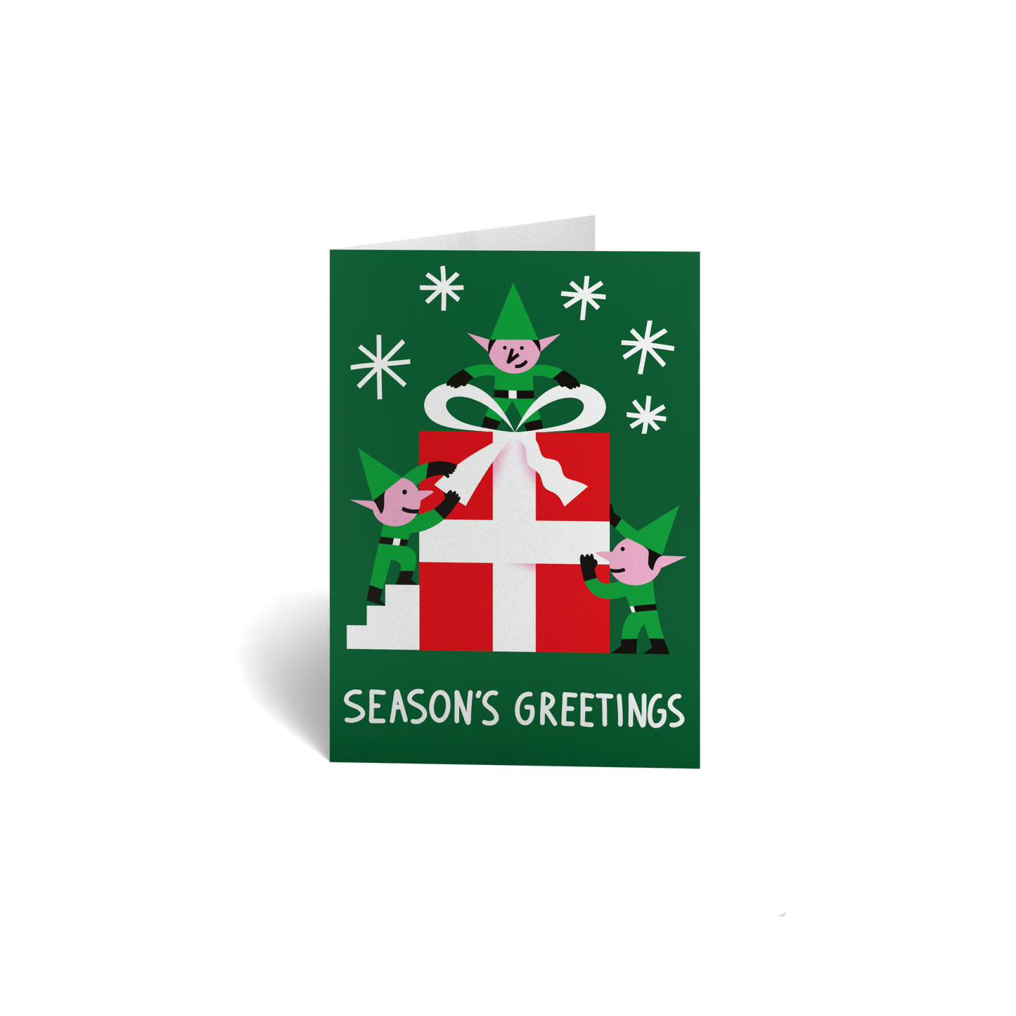 Christmas Keepsake Greeting Card - Elves With Presents
