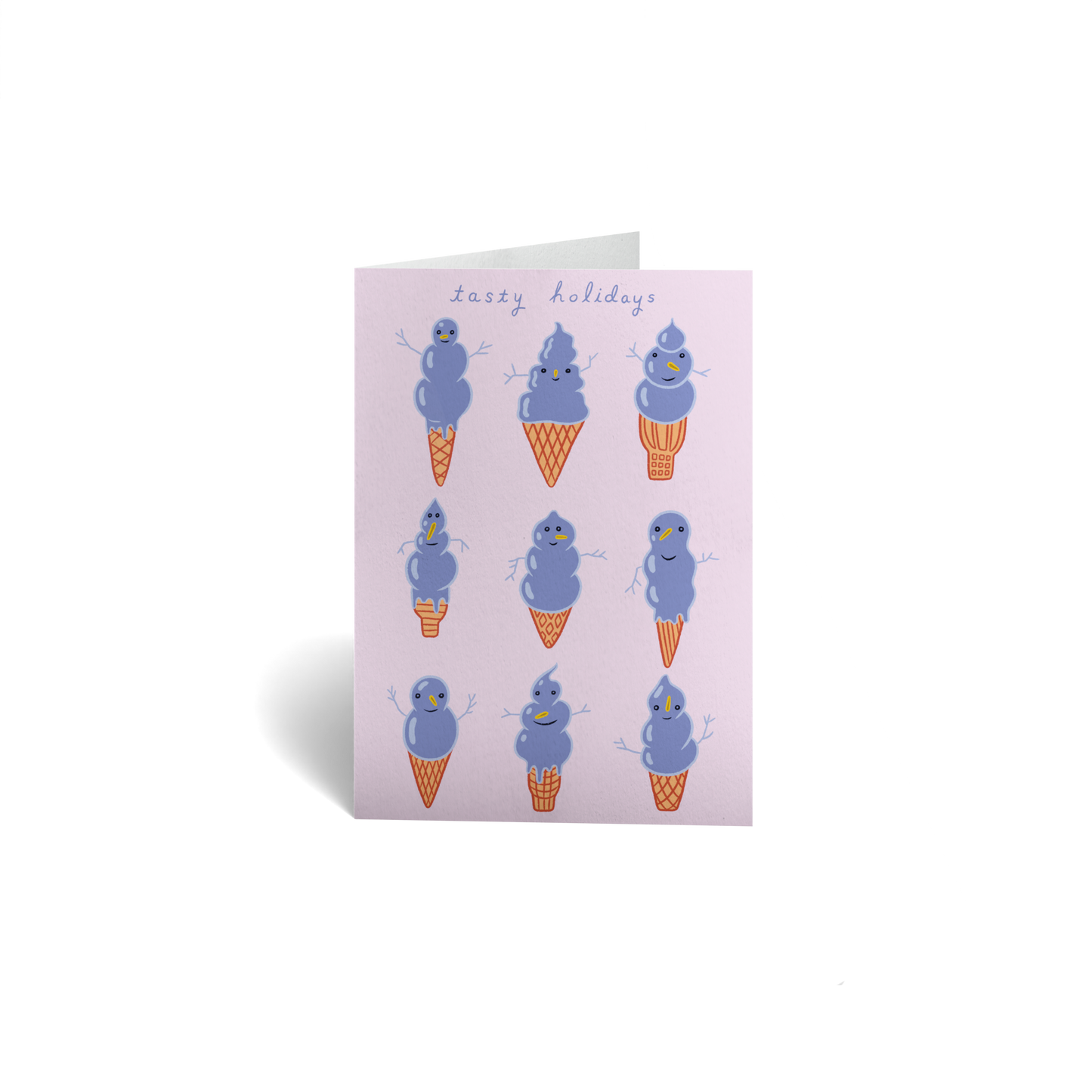 Christmas Keepsake Greeting Card - Snowman Ice Cream Cones