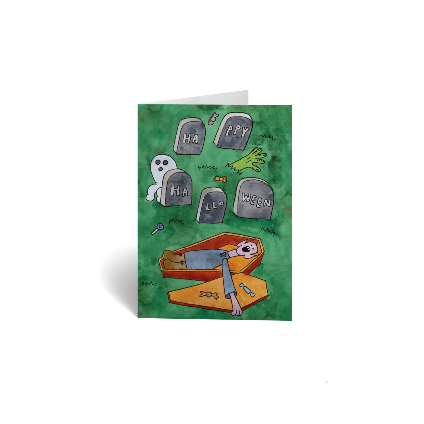 Halloween Keepsake Greeting Card - Funny Happy Halloween Graveyard