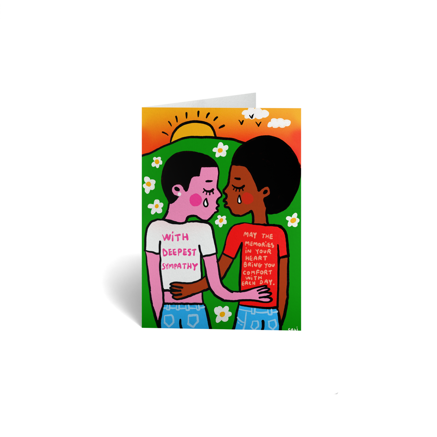 Sympathy Keepsake Greeting Card - Friends Embracing