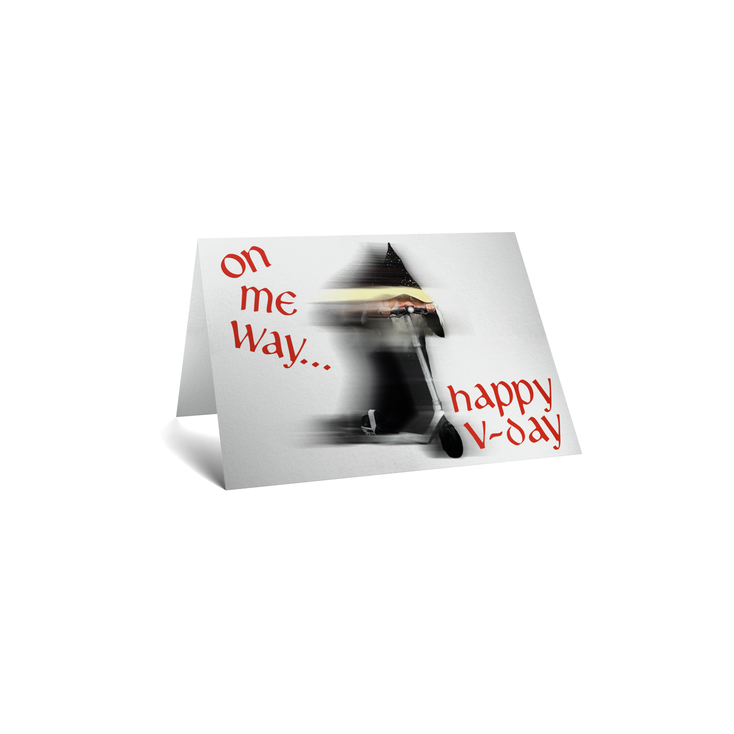Valentine's Day Keepsake Greeting Card - Funny Wizard on Scooter