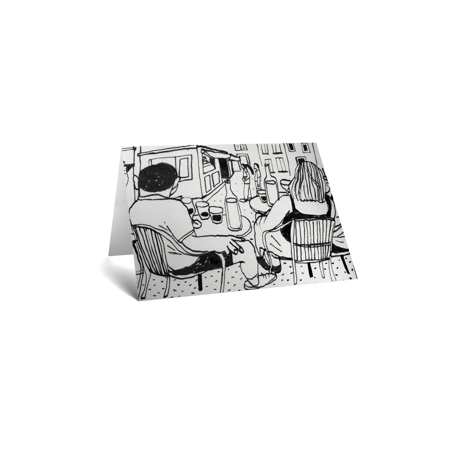 Love Keepsake Greeting Card - Cafe Scene - Orange Wine