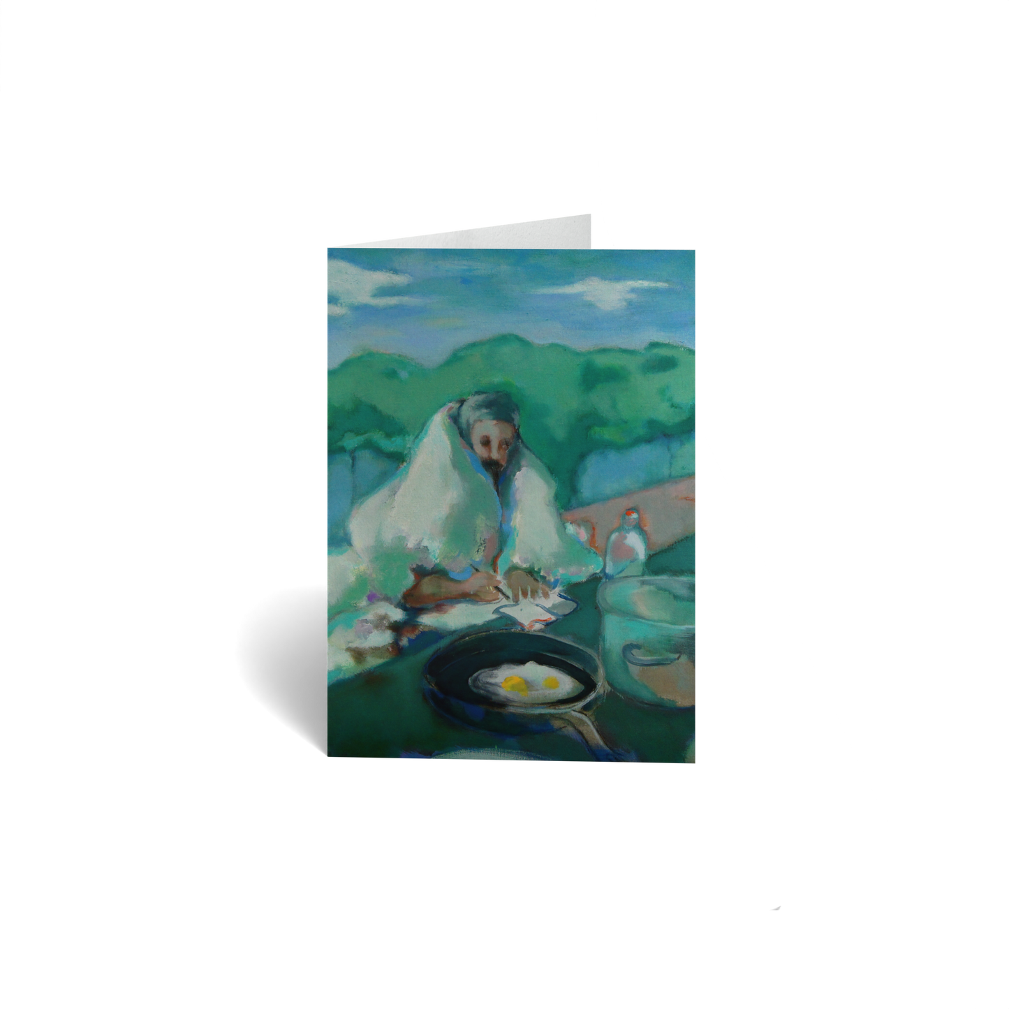 Just Because Keepsake Greeting Card - Man Writing With Breakfast