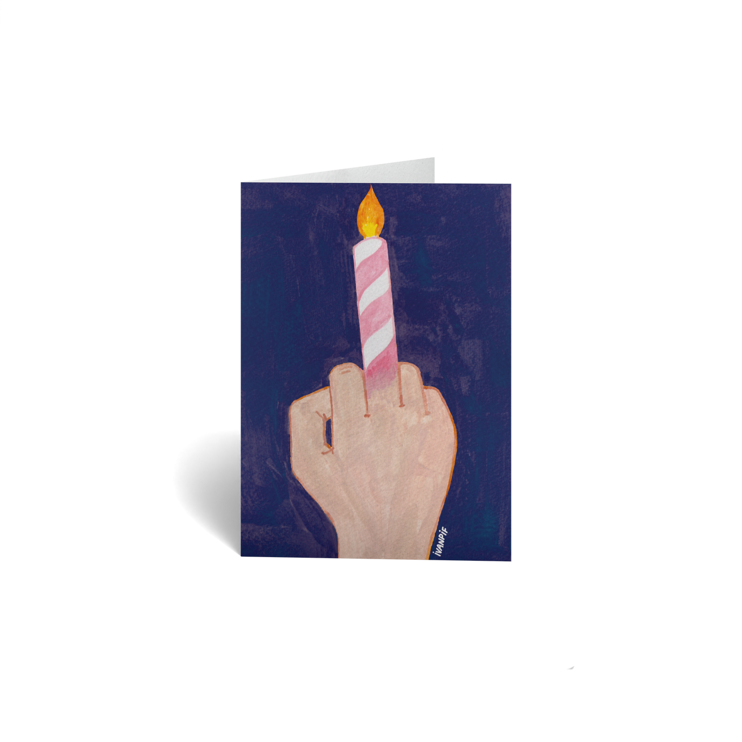 Birthday Keepsake Greeting Card - Funny Middle Finger Candle