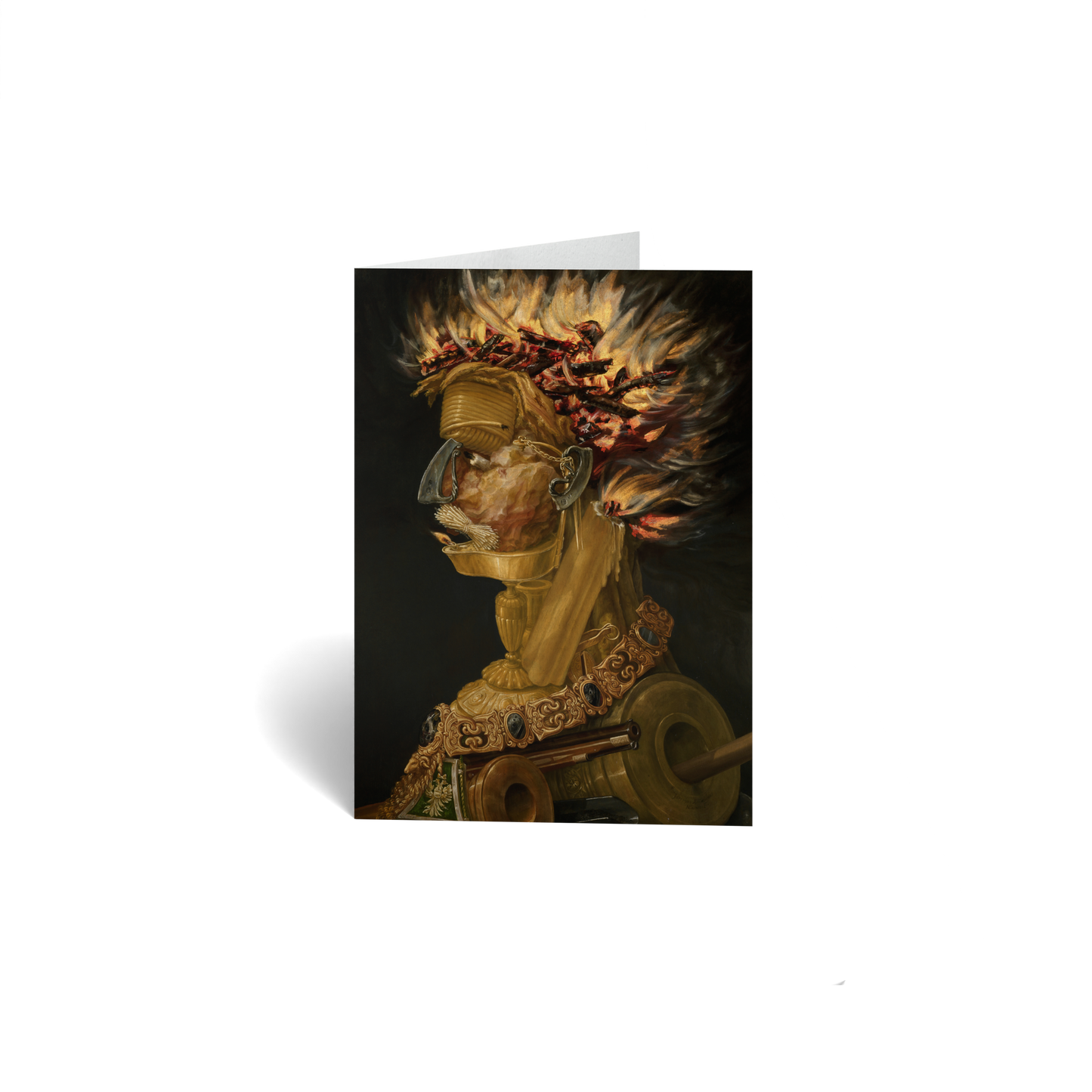 Just Because Keepsake Greeting Card - Face Made of Fire Objects
