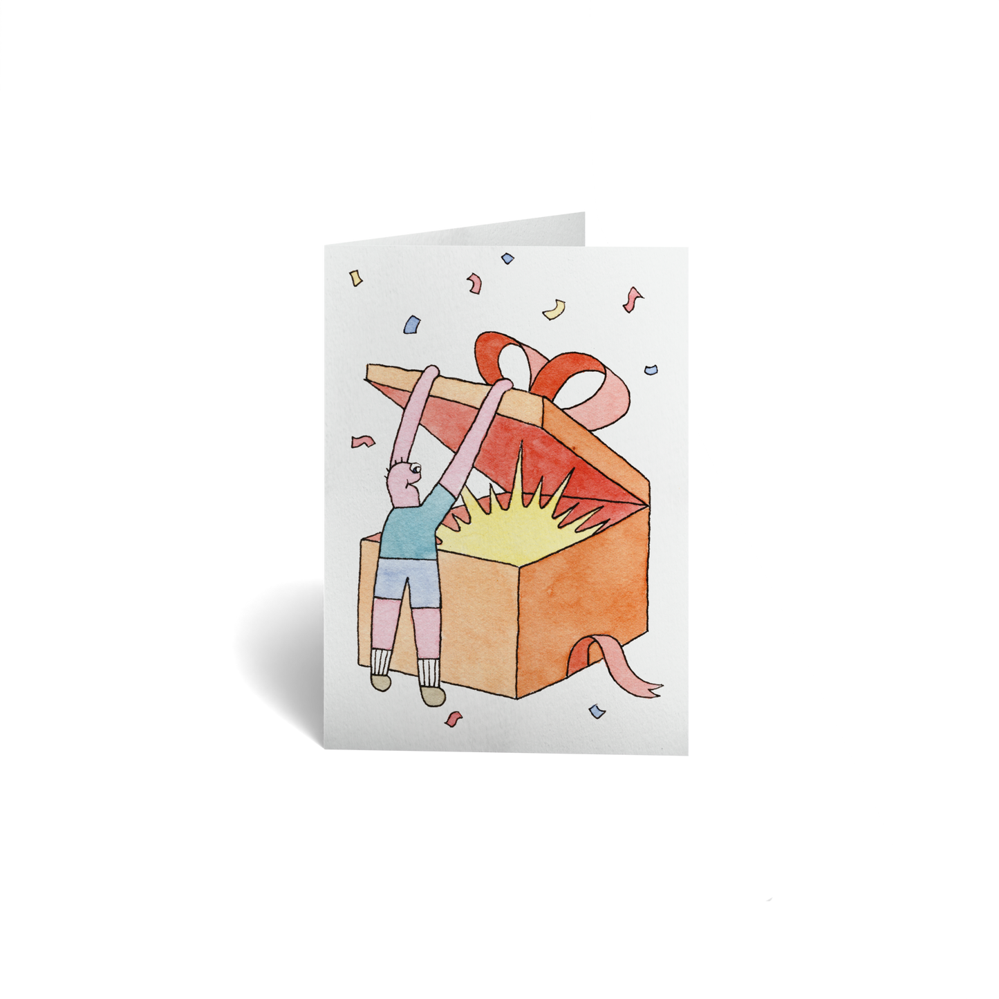 Birthday Keepsake Greeting Card - Person Opening Present