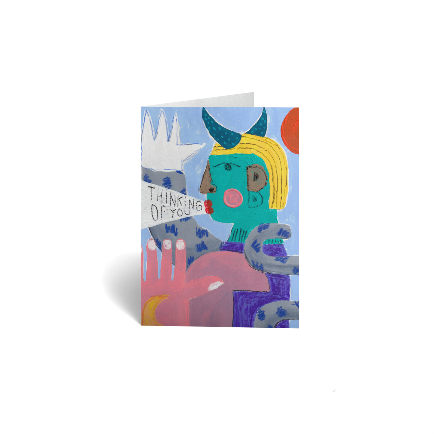 Thinking of You Keepsake Greeting Card - Artistic Horned Figure