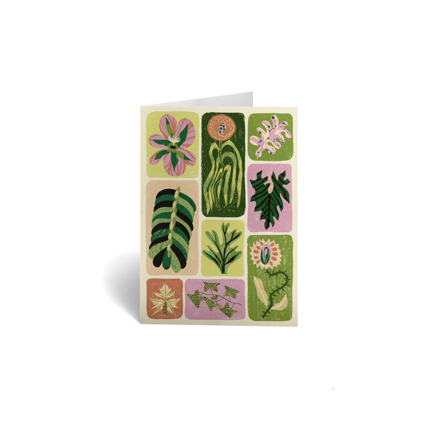Just Because Keepsake Greeting Card - Botanical Leaves Flowers