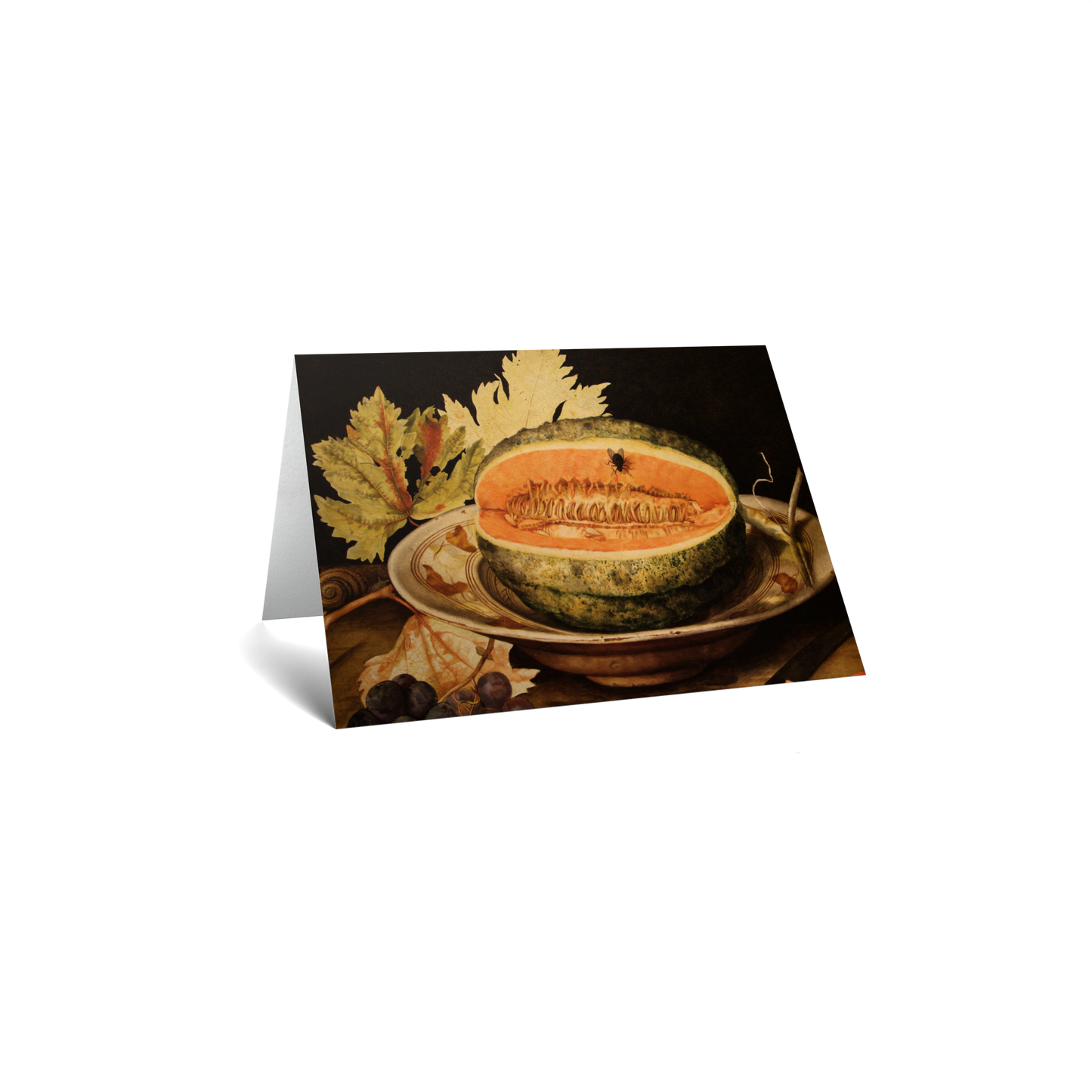 Melon on a Plate with Grapes and a Snail by Giovanna Garzoni