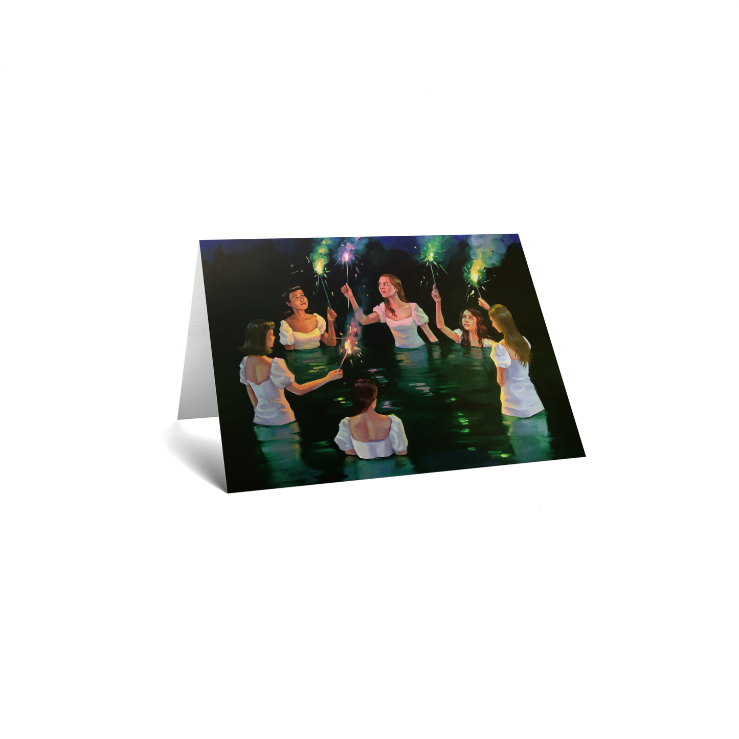 4th of July Keepsake Greeting Card - Girls with Sparklers