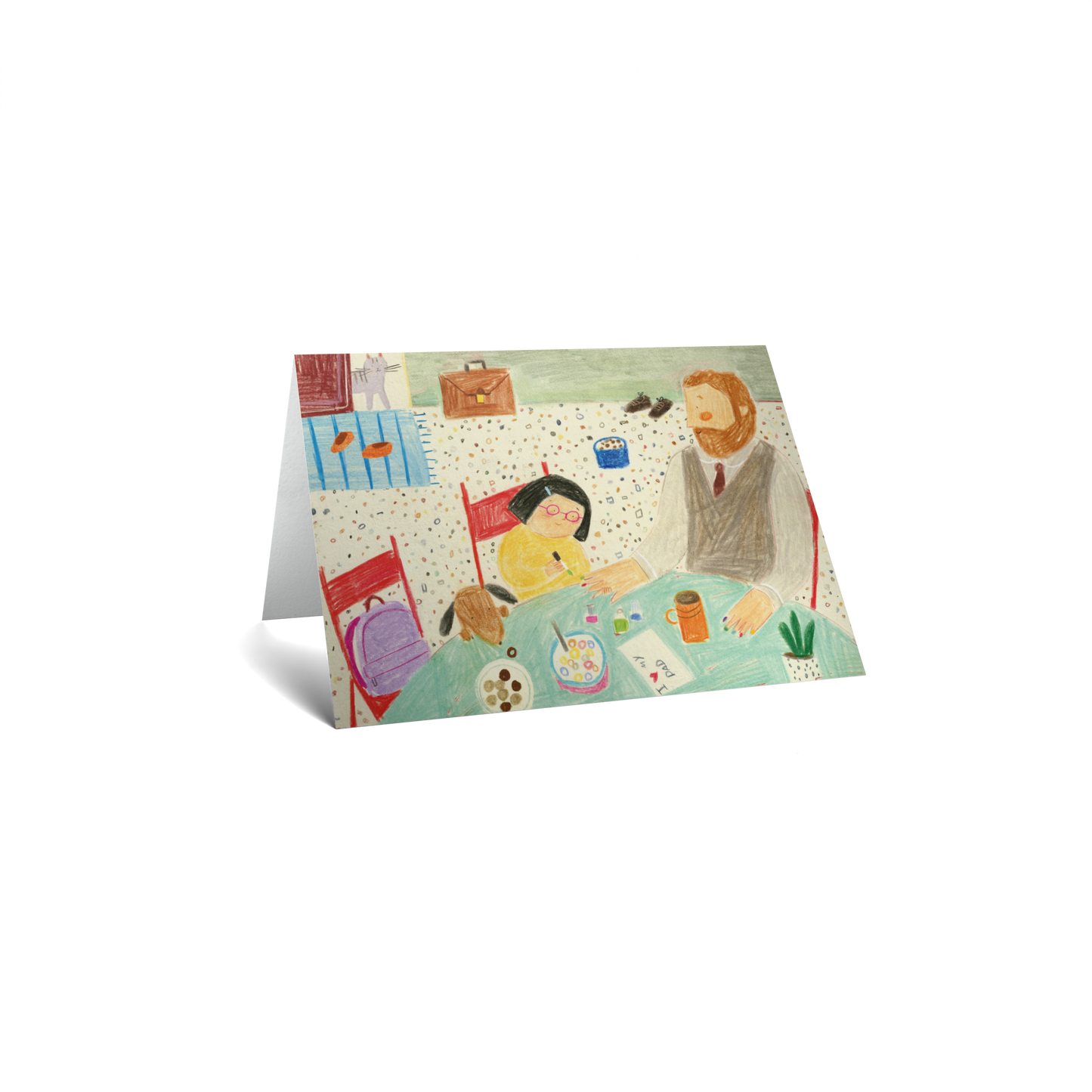 Father's Day Keepsake Greeting Card - Girl Dad Painting Nails