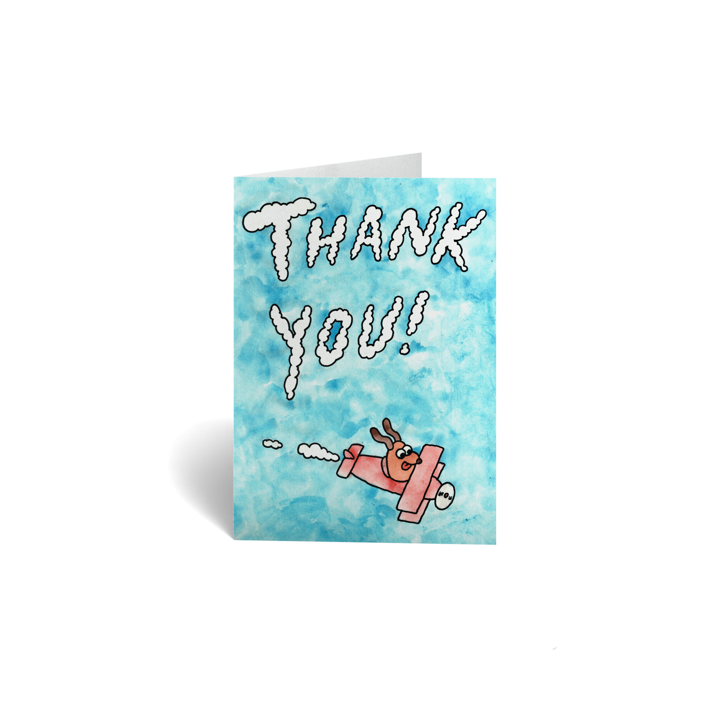 Thank You Keepsake Greeting Card - Dog Flying Plane