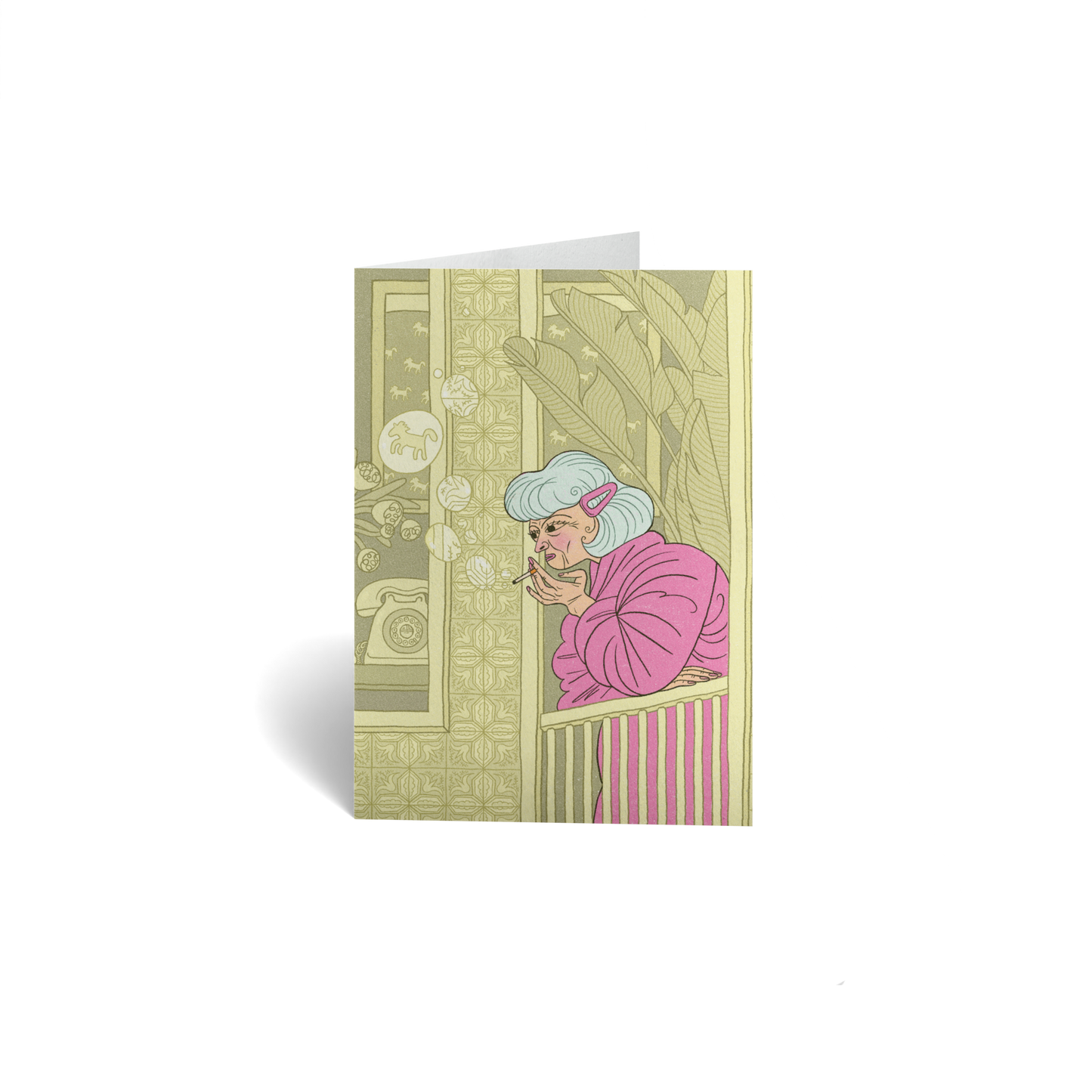Retirement Keepsake Greeting Card - Woman Smoking on Balcony