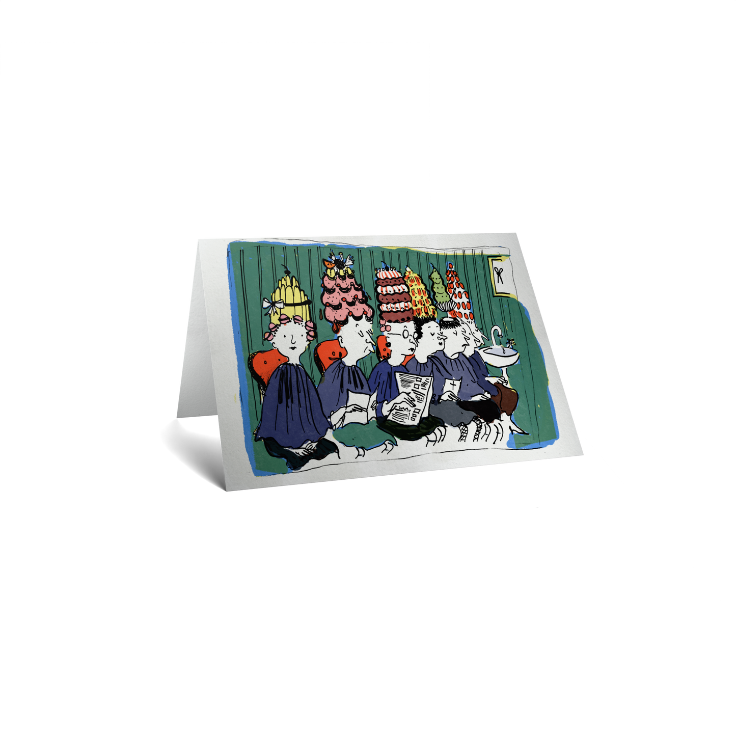 Birthday Keepsake Greeting Card - Ladies With Cake Wigs