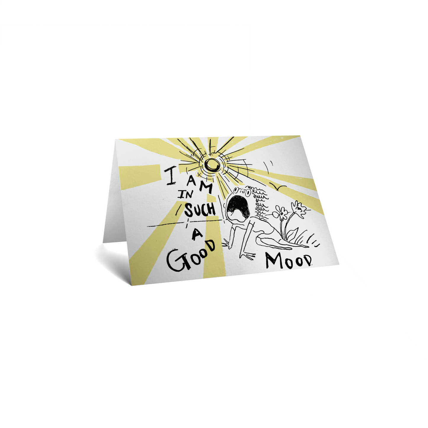 Self Care Keepsake Greeting Card - Good Mood Frog Shouting at Sun