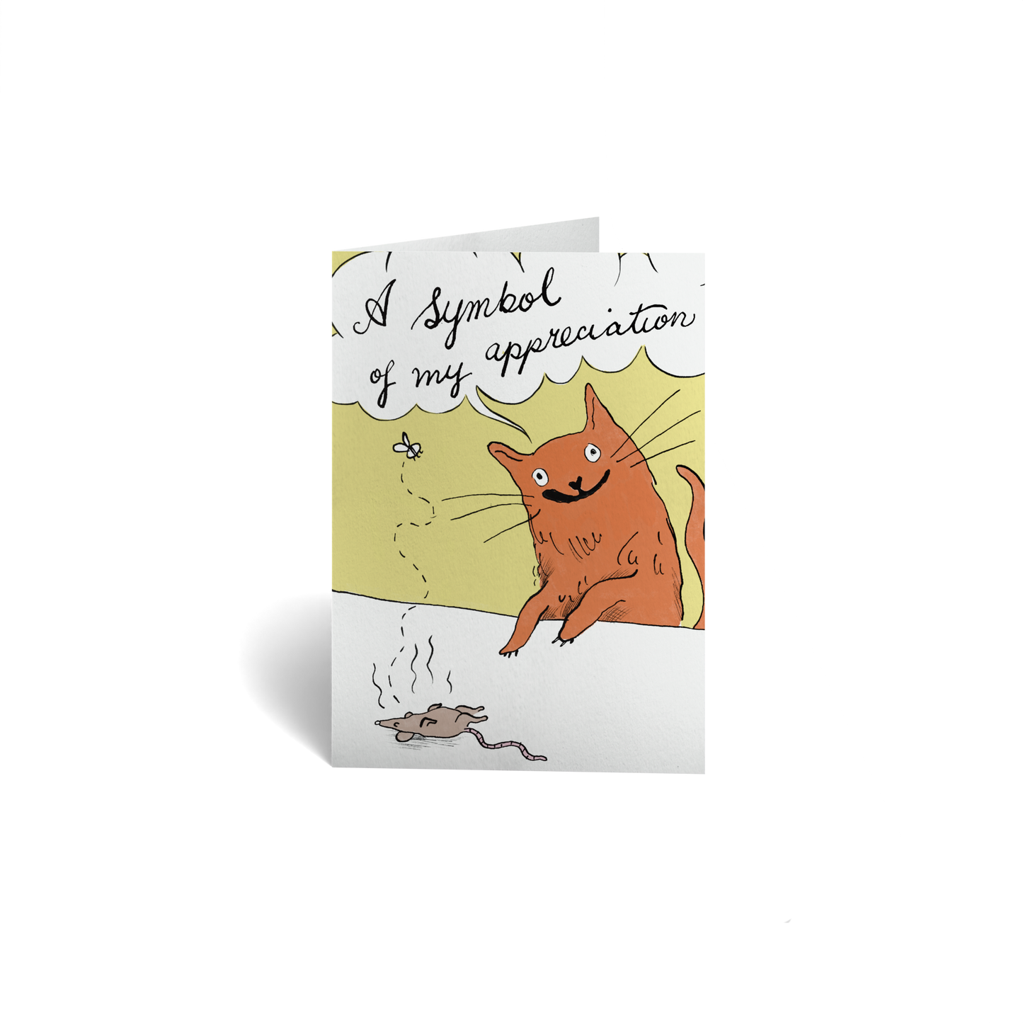 Thank You Keepsake Greeting Card - Funny Cat with Dead Mouse