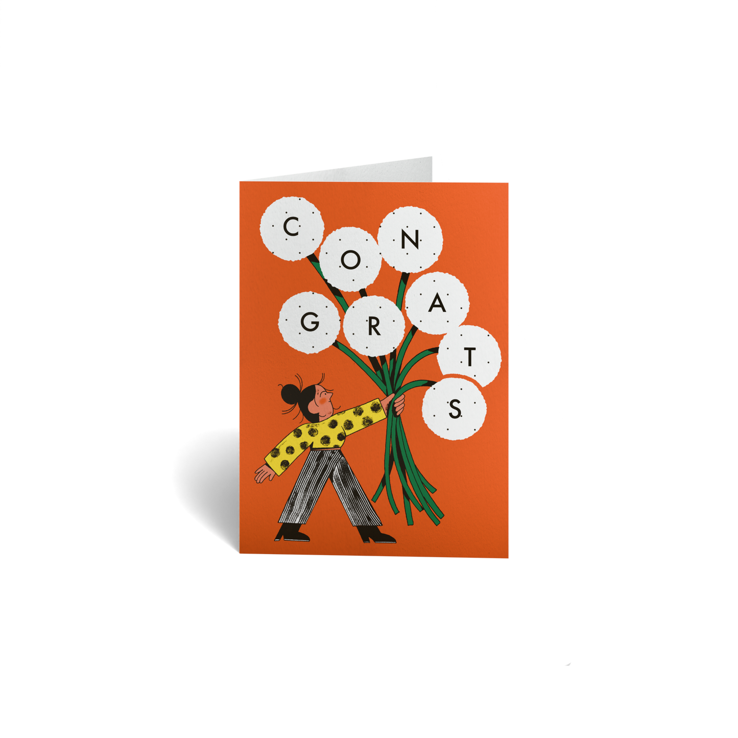 Congratulations Keepsake Greeting Card - Woman With Flower Bouquet