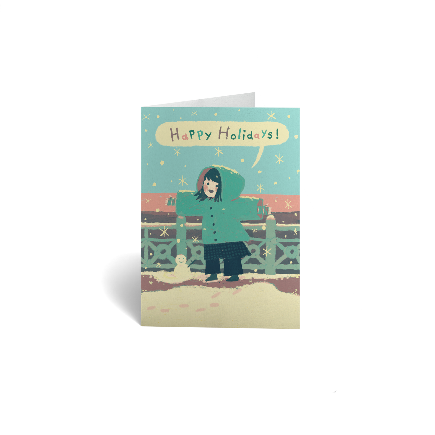 Holiday Keepsake Greeting Card - Girl in Snow