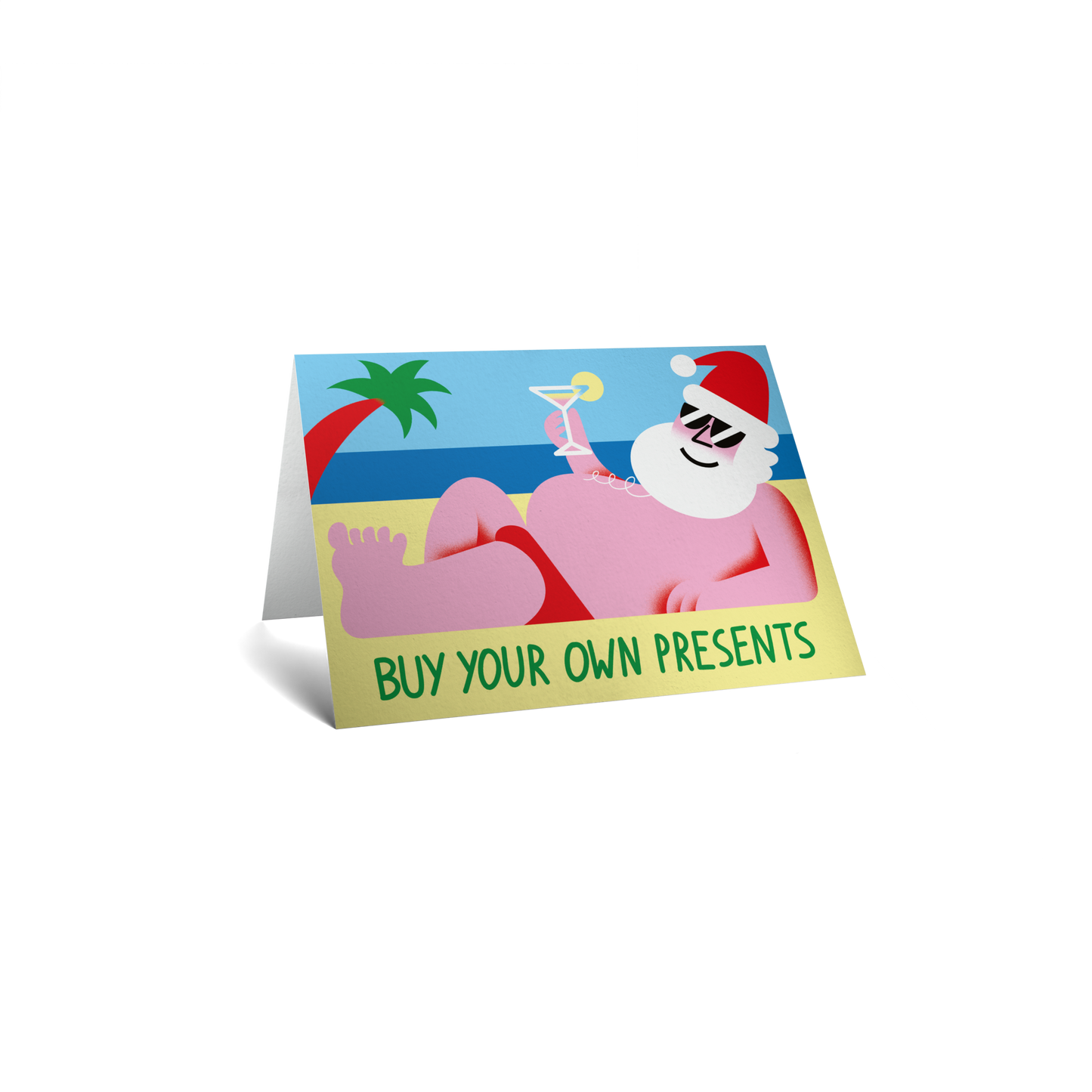 Christmas Keepsake Greeting Card - Funny Santa on Beach