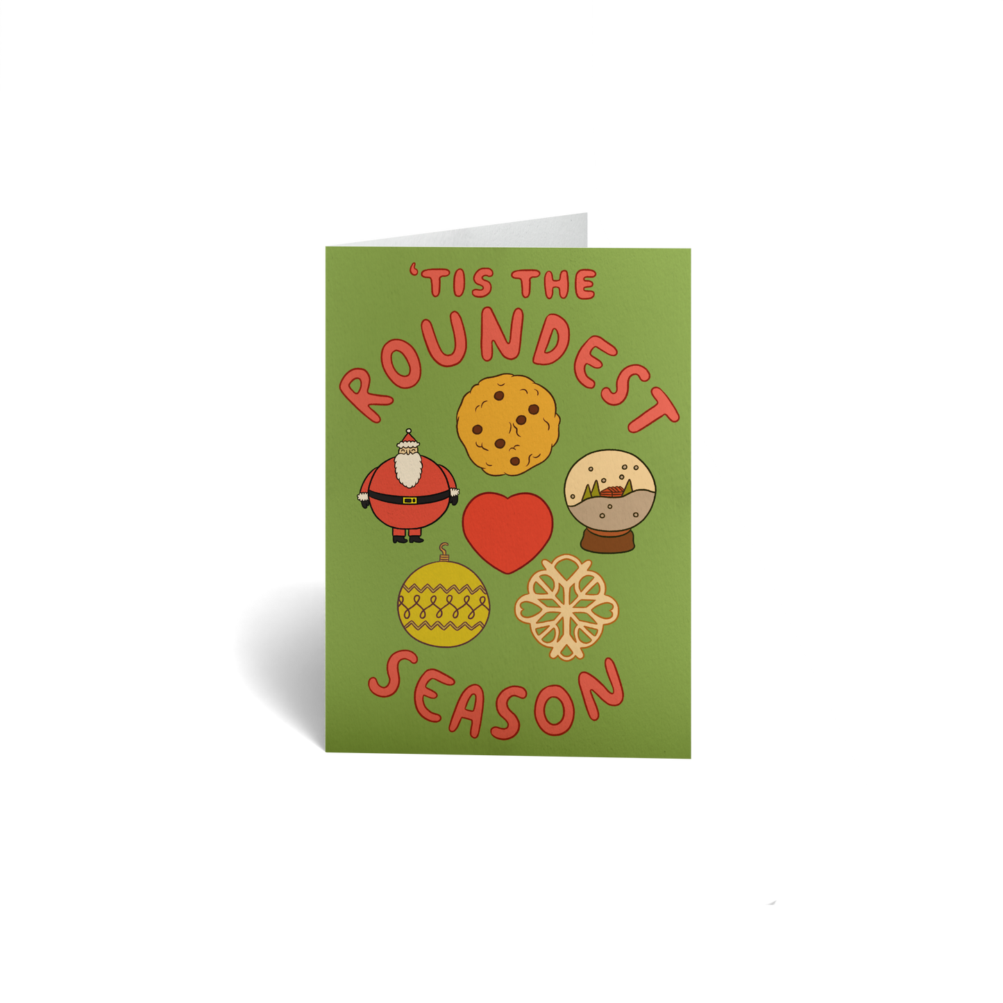Christmas Keepsake Greeting Card - Funny Santa - Round Holiday Icons