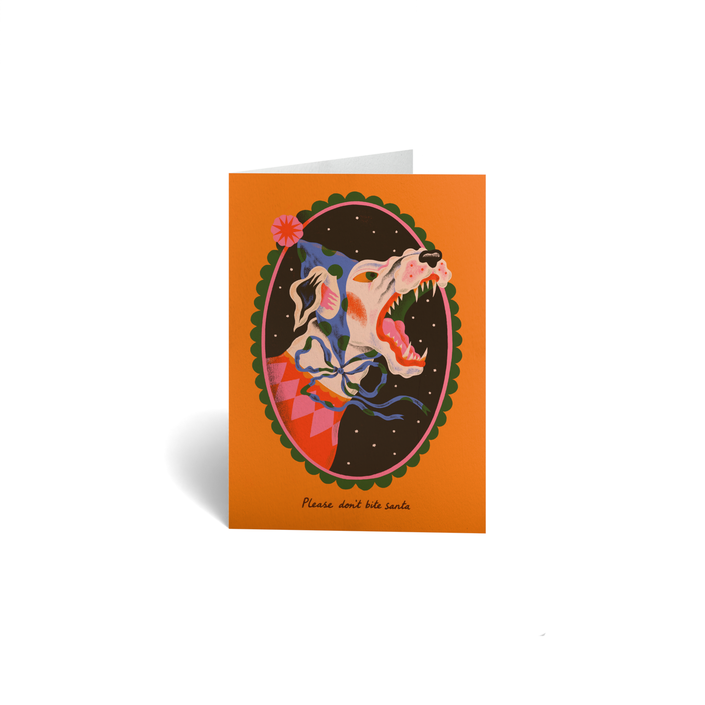 Christmas Keepsake Greeting Card - Dog - Don't Bite Santa