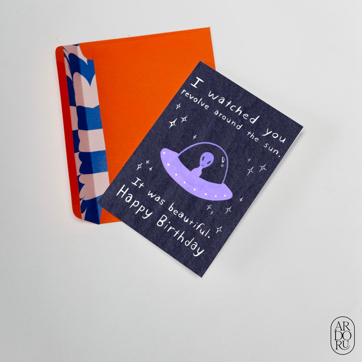 Birthday Keepsake Greeting Card - Alien in UFO