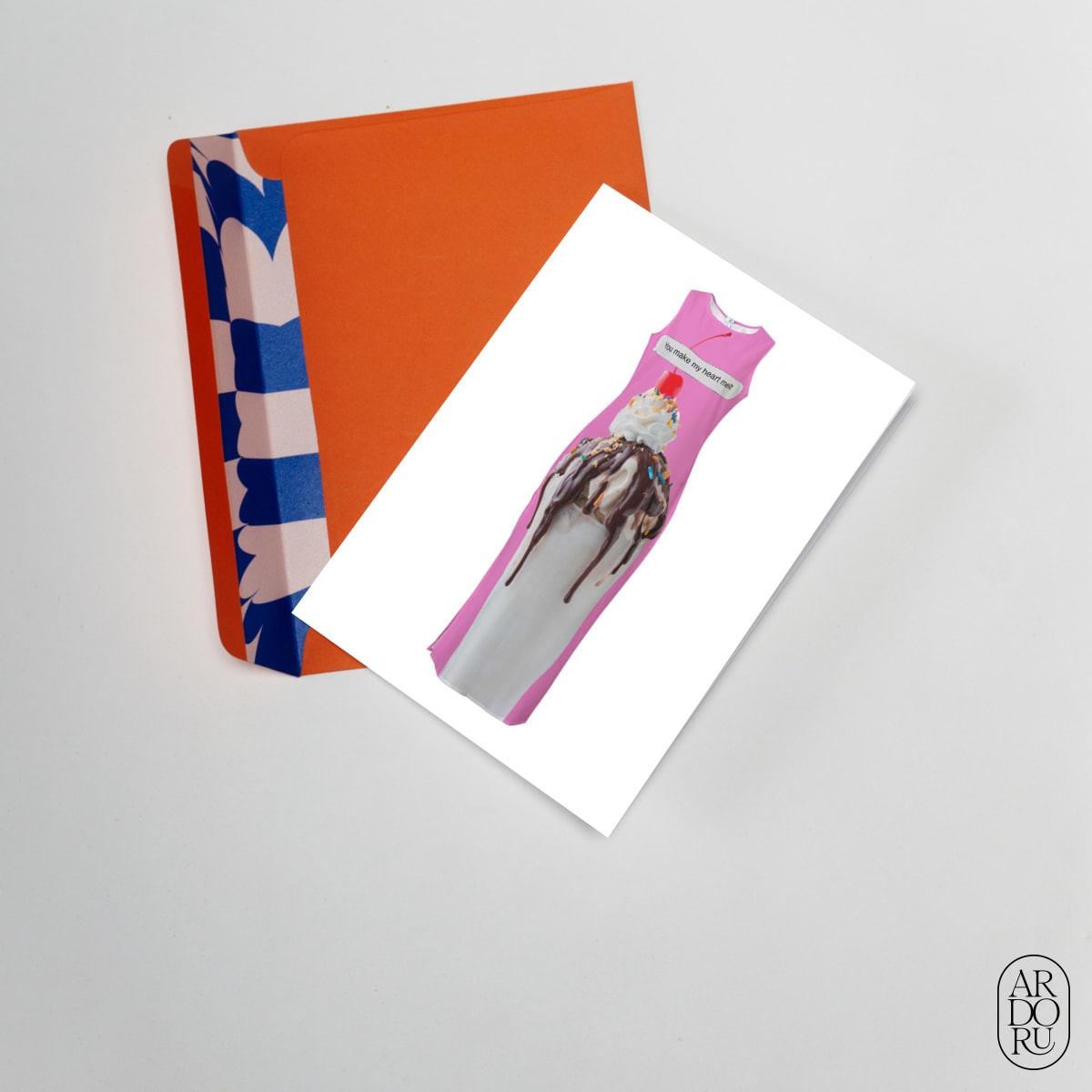 Love Keepsake Greeting Card - Funny Ice Cream - Heart Melt