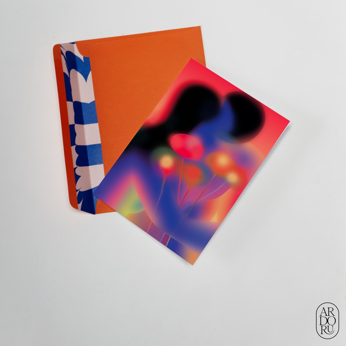 Valentine's Day Keepsake Greeting Card - Abstract Flowers