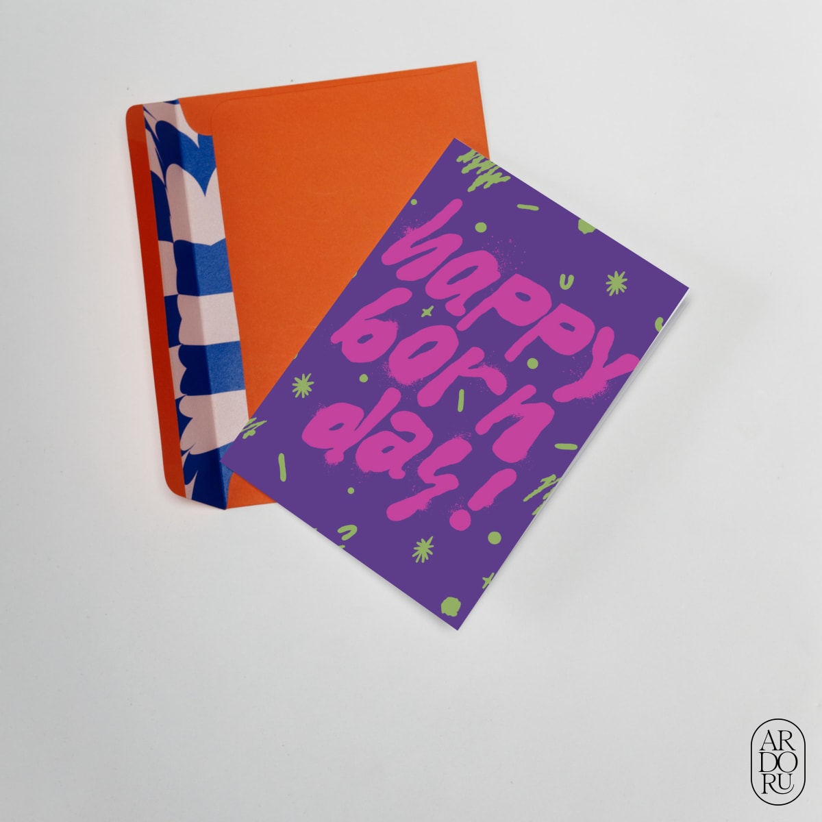 Birthday Keepsake Greeting Card - Happy Born Day Handstyle