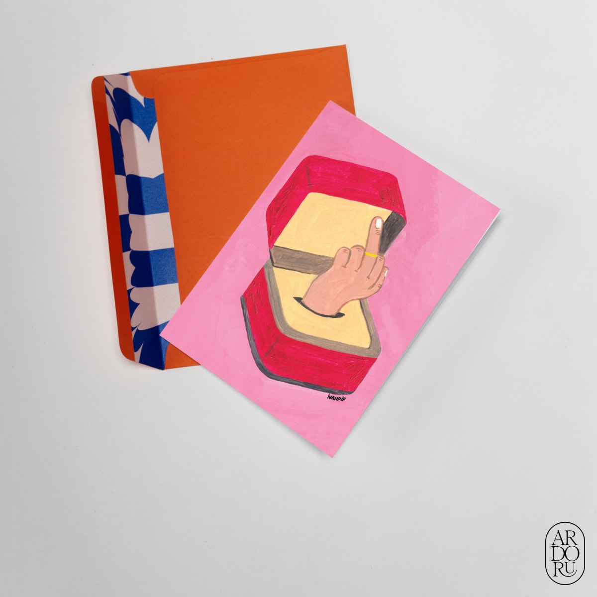 Anniversary Keepsake Greeting Card - Ring Box w/ Middle Finger