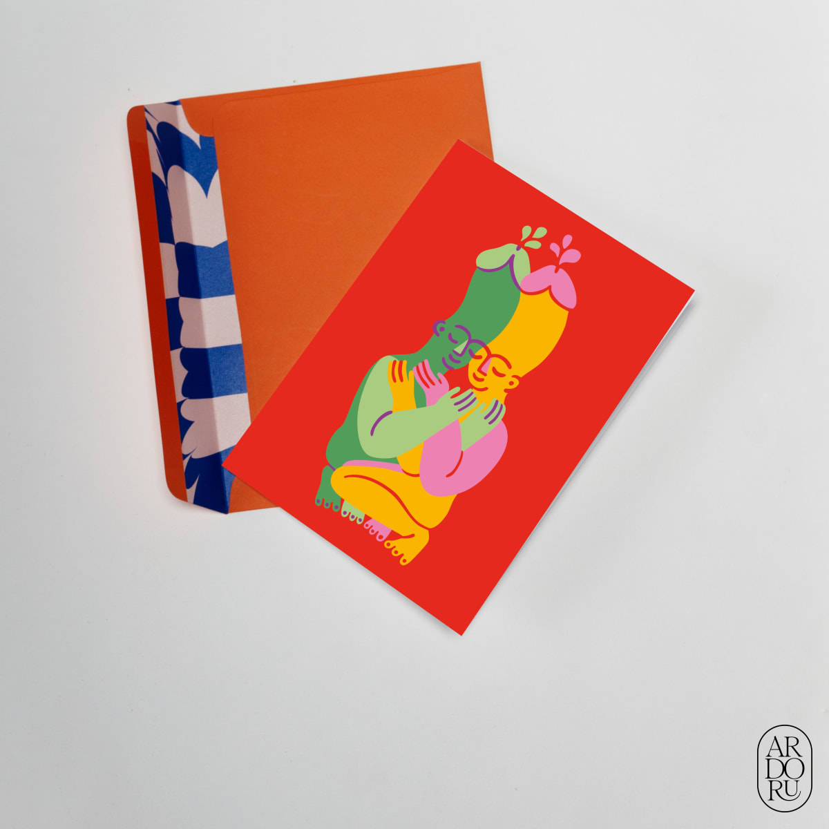 Love Keepsake Greeting Card - Colorful Figures Embrace