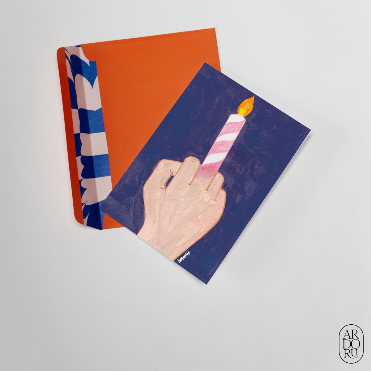 Birthday Keepsake Greeting Card - Funny Middle Finger Candle