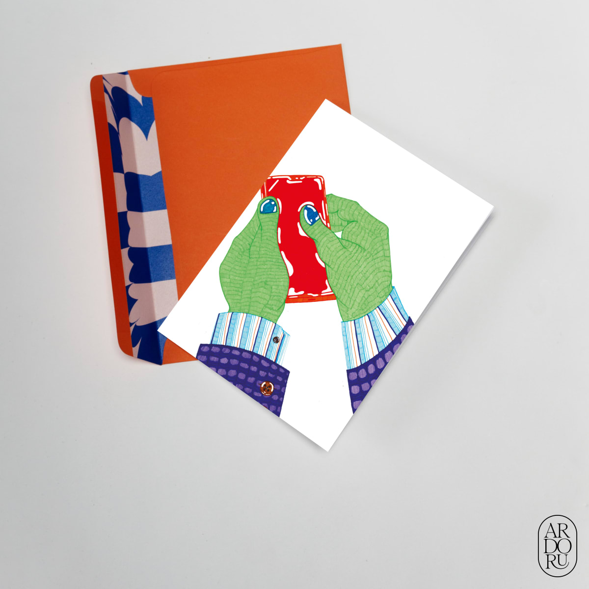 Thinking of You Keepsake Greeting Card - Hand Typing on Phone