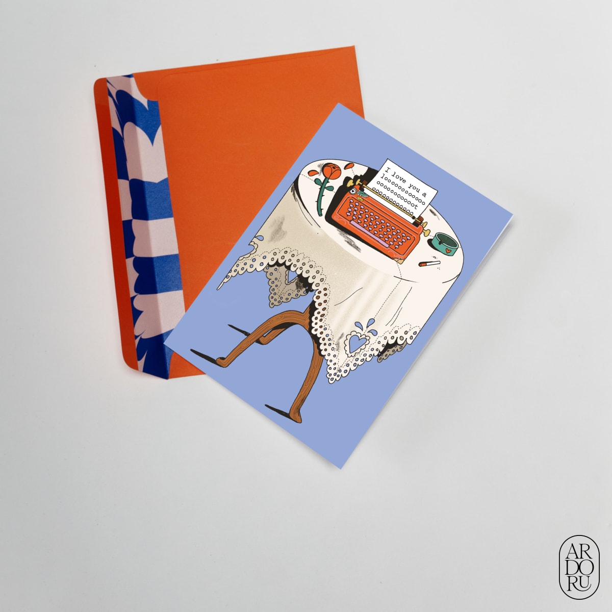 Love Keepsake Greeting Card - I Love You A Lot - Typewriter on Table