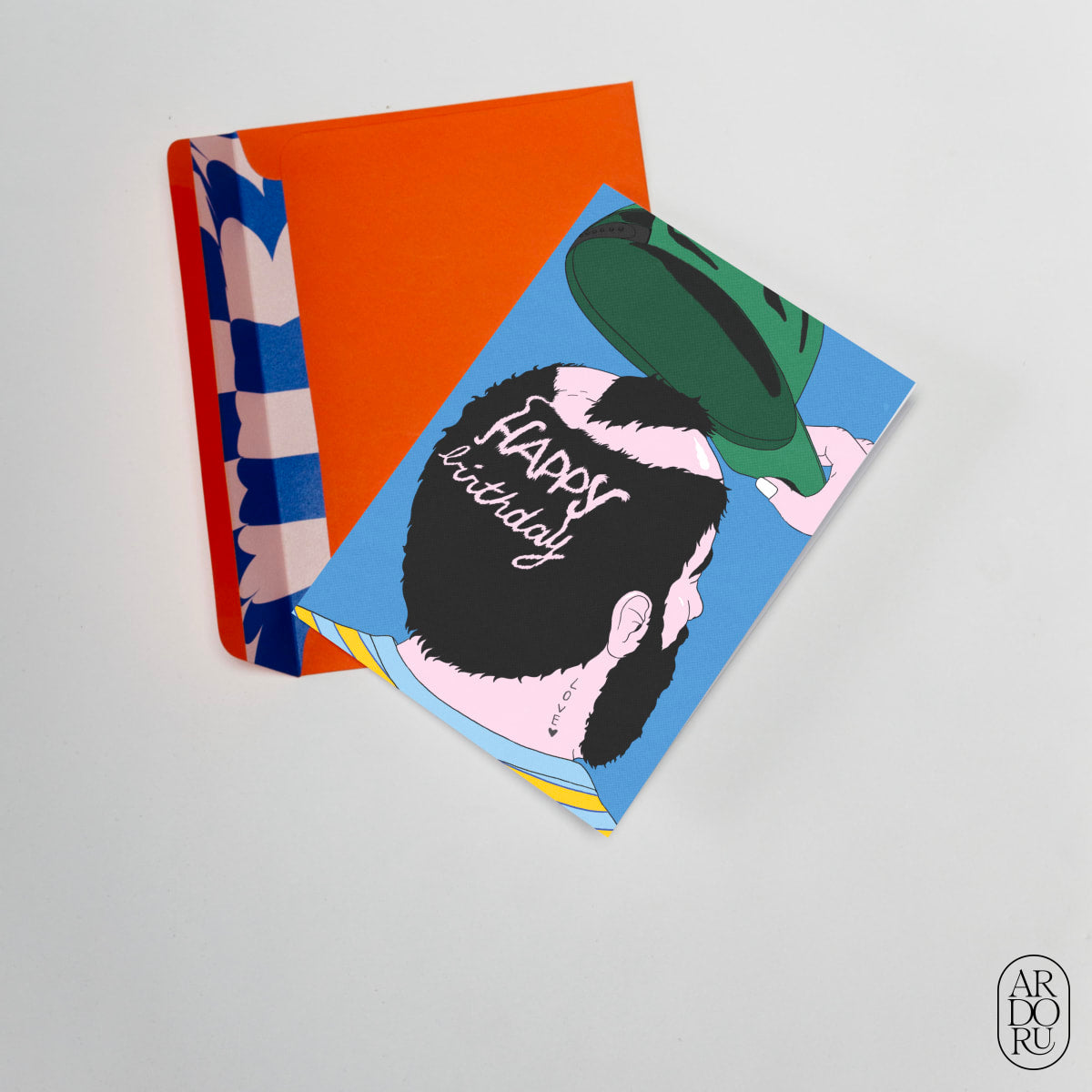 Birthday Keepsake Greeting Card - Funny Man's Shaved Head w/ Cap