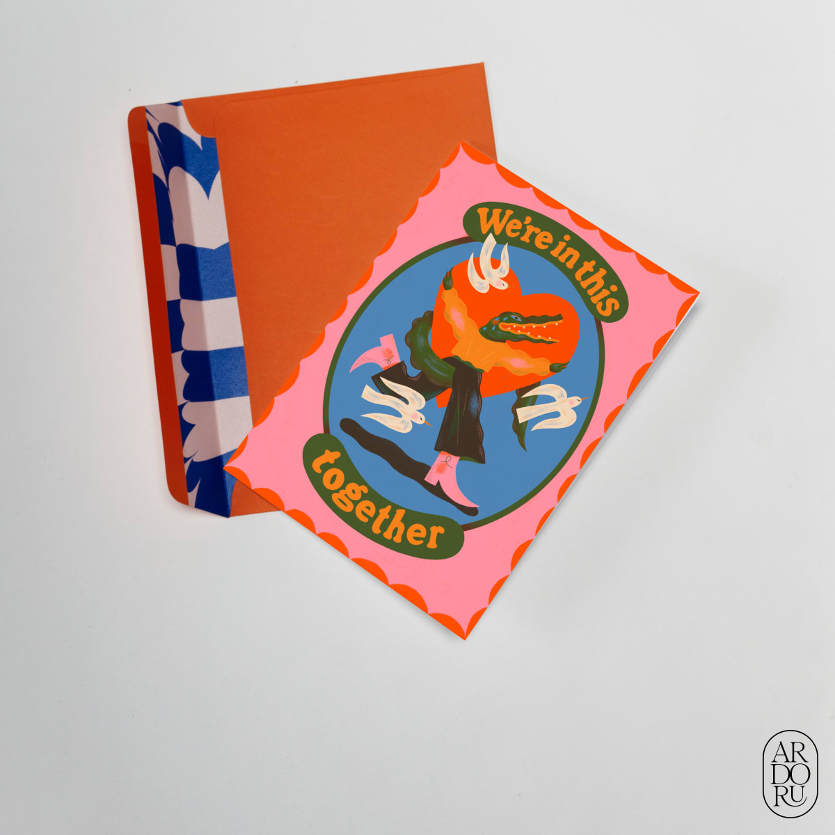Sympathy Keepsake Greeting Card - In This Together - Alligator Heart
