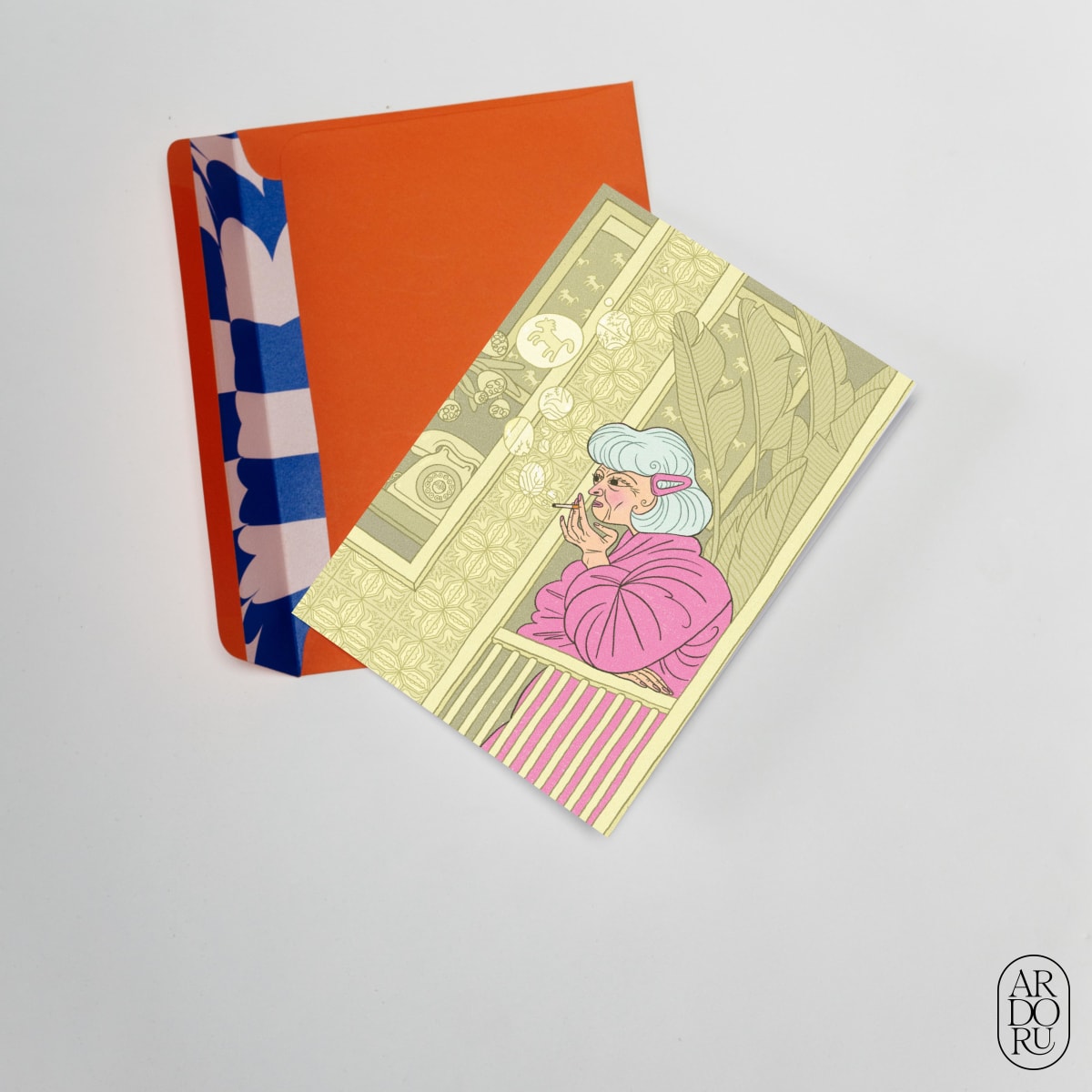 Retirement Keepsake Greeting Card - Woman Smoking on Balcony