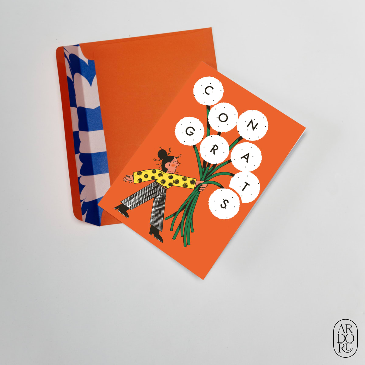 Congratulations Keepsake Greeting Card - Woman With Flower Bouquet