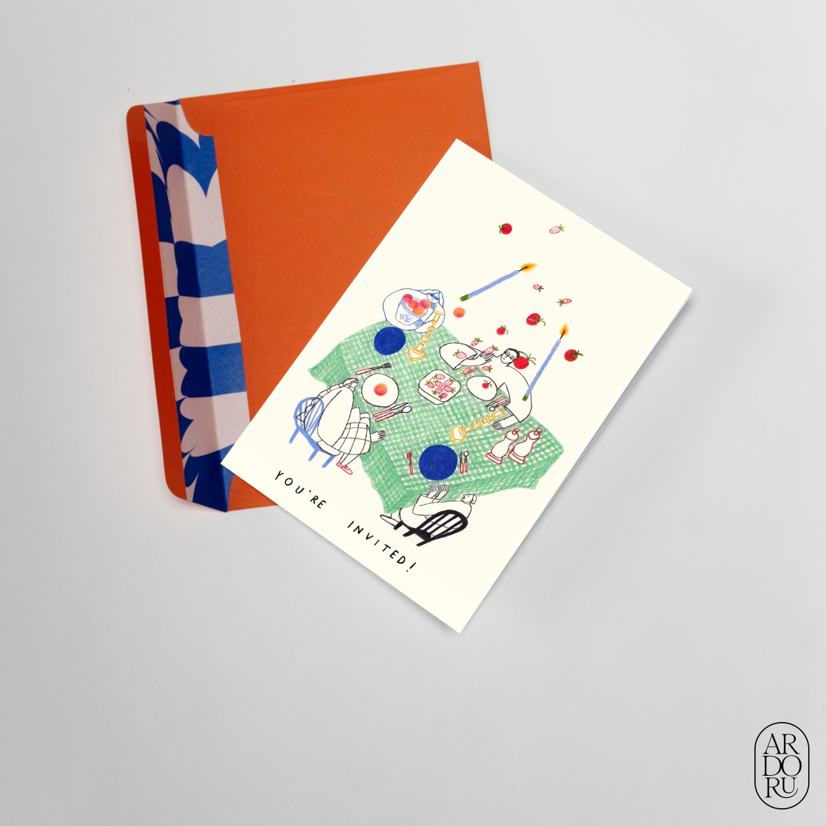 Invitation Keepsake Greeting Card - Dinner by Neringa Mongirdaitė