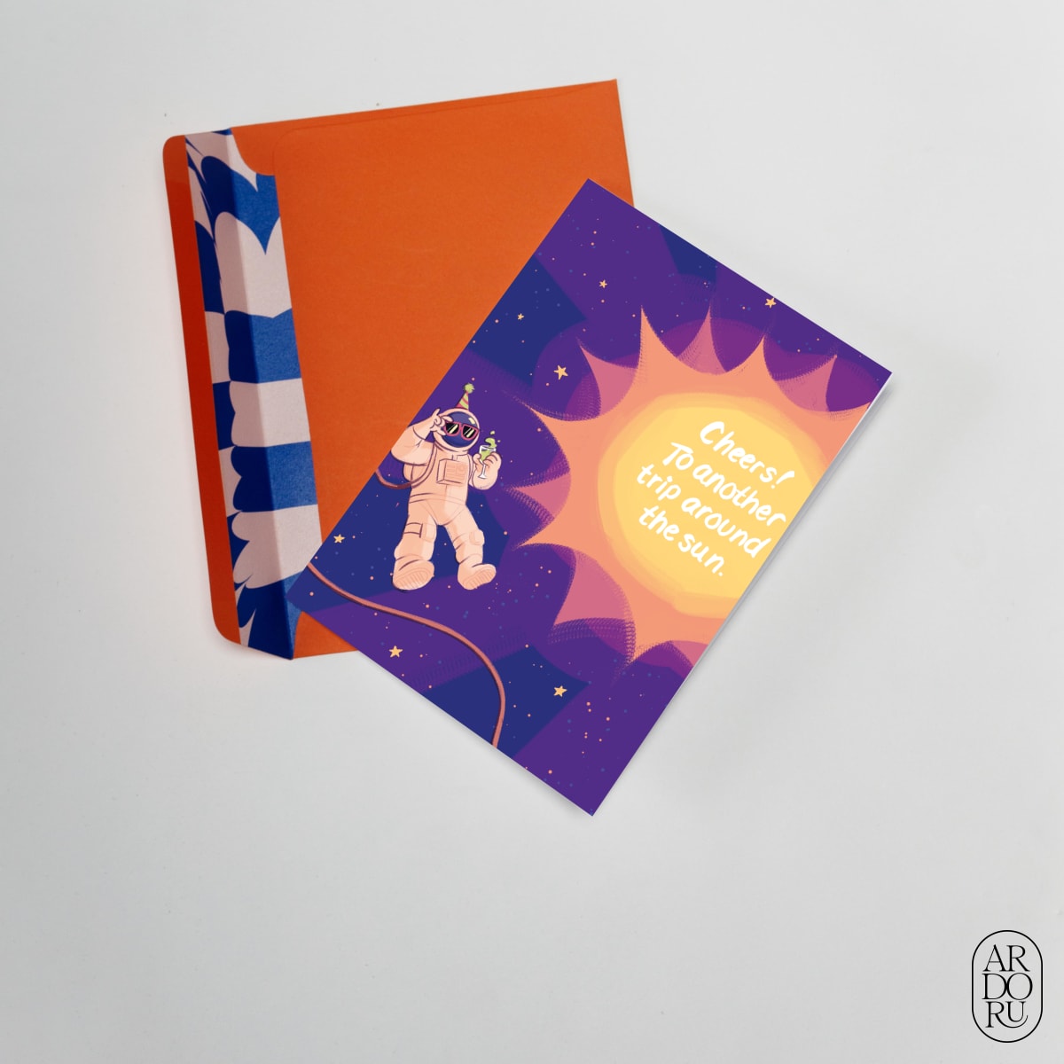 Birthday Keepsake Greeting Card - Astronaut Orbiting Around Sun